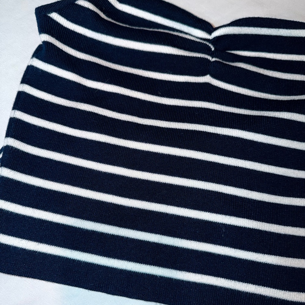 Freshman 1996 Strapless Knit Tube Top Navy White Stripe Women’s Large - Picture 2 of 4